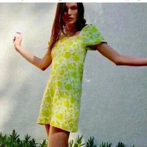 New Zara  Jacquard Knit Puff Sleeve Dress Small